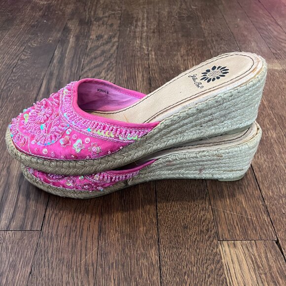 Yellow Box Fuchsia Beaded Espadrilles - Picture 3 of 4
